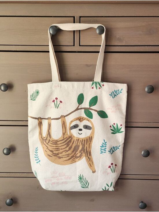 Cost Plus World Market Handbags - World Market Sloth Jungle Canvas Tote Bag